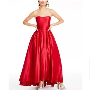 Betsy & Adam Strapless High-Low Ballgown Size 4